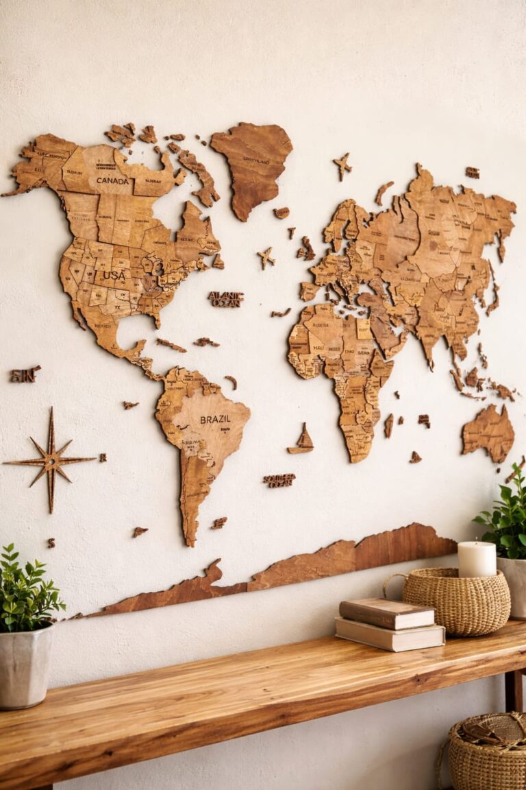 10 Wooden World Map Wall Decor Pieces Under $200 for a Stunning Travel-Inspired Home