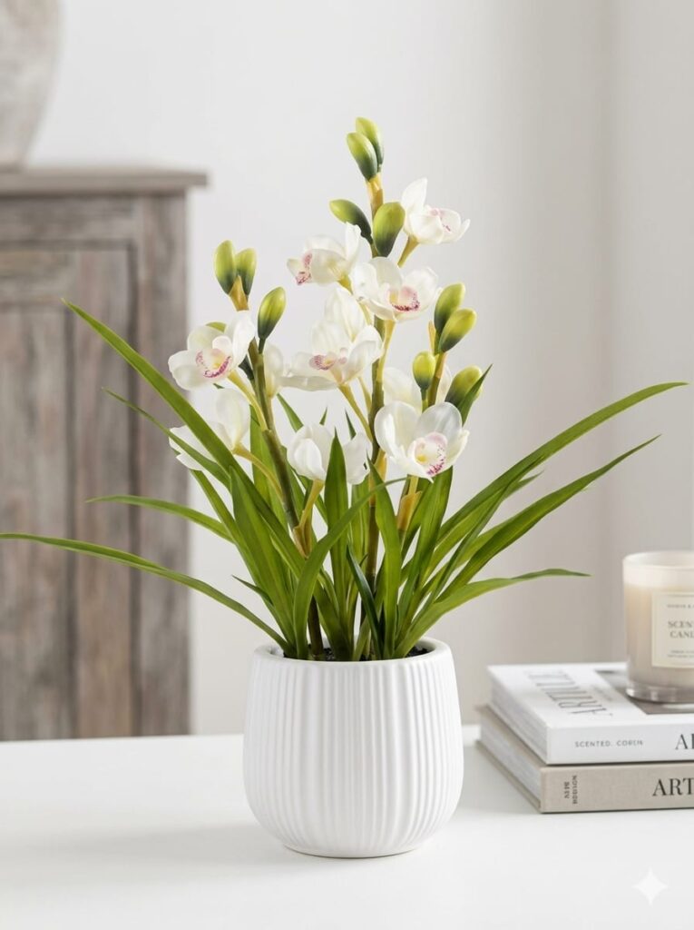 vase with artificial tulip plant