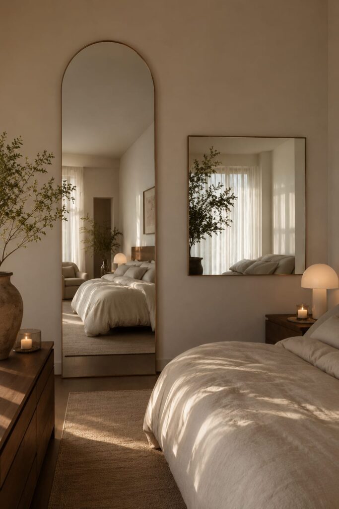 Stylish bedroom mirror decorating ideas.